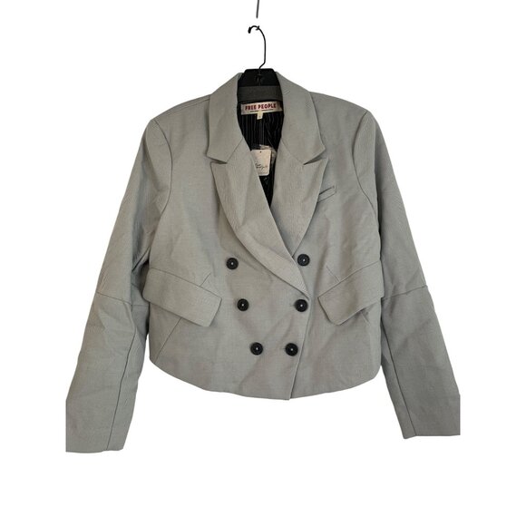 New Free People Betty Double-Breast Crop Blazer S Lined Houndstooth RFF10661 - Picture 4 of 11